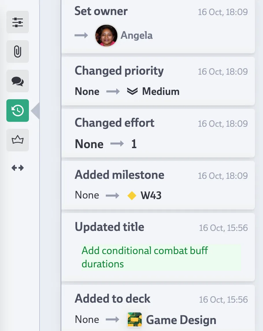 Timeline of a card